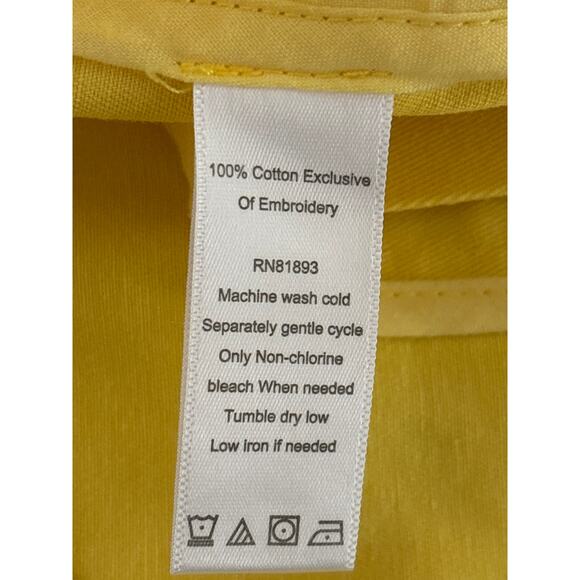 Liz Claiborne Women Size XL Yellow Button Front Floral Embroidered Pocket Blouse - Picture 4 of 11